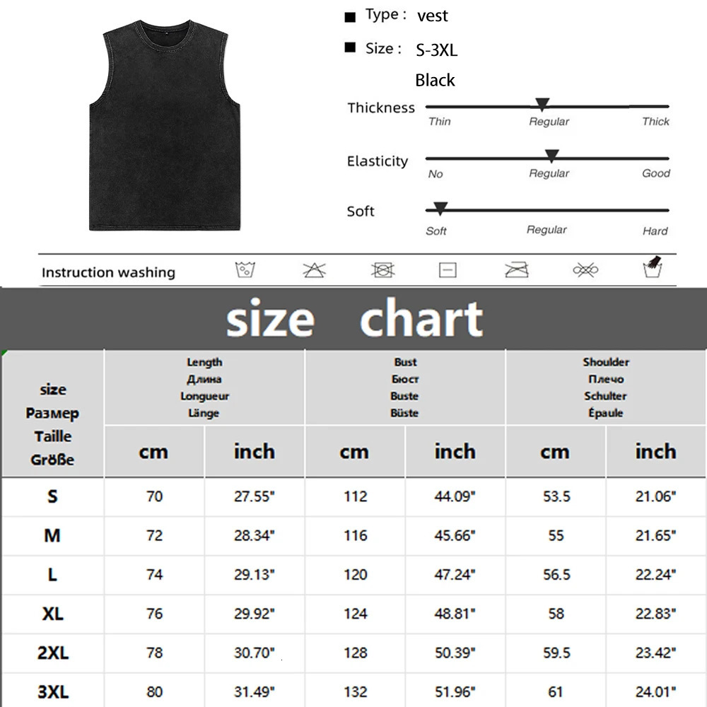 Mens Vintage Tank Tops Summer Sleeveless T-Shirts For Men Washed Vest Streetwear Oversized Vest Tees Clothing 250409