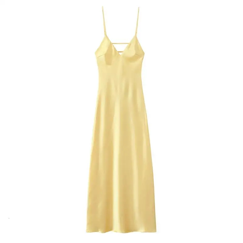 Womens Summer Street Fashion Ultra Thin Vneck Strap Holiday Party Long Dress Youth Elegant 250409
