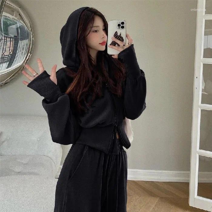Work Dresses Women's Spring Autumn Style Zipper Hooded Sweatshirt Casual Long Pants Student 2-Piece Set Cross-Border Sportswear