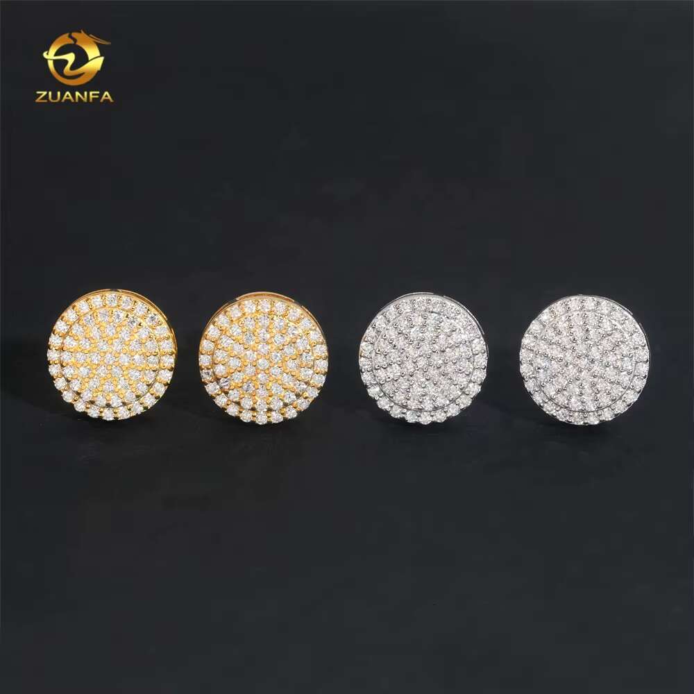 Fine Jewelry S925 Hip Hop Style Sterling Silver Moissanite Diamond Iced Out Stud Earrings