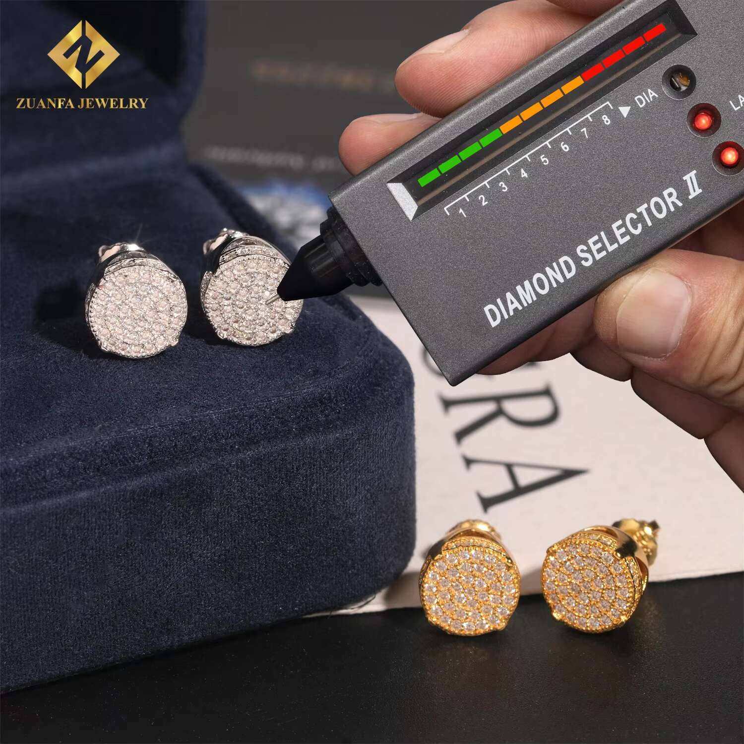 Bulk Stock Fast Shipping Ear Studs 3Rows VVS Moissanite Diamond 925 Silver Hip Hop Jewelry Iced Out Stud Earring Men Women