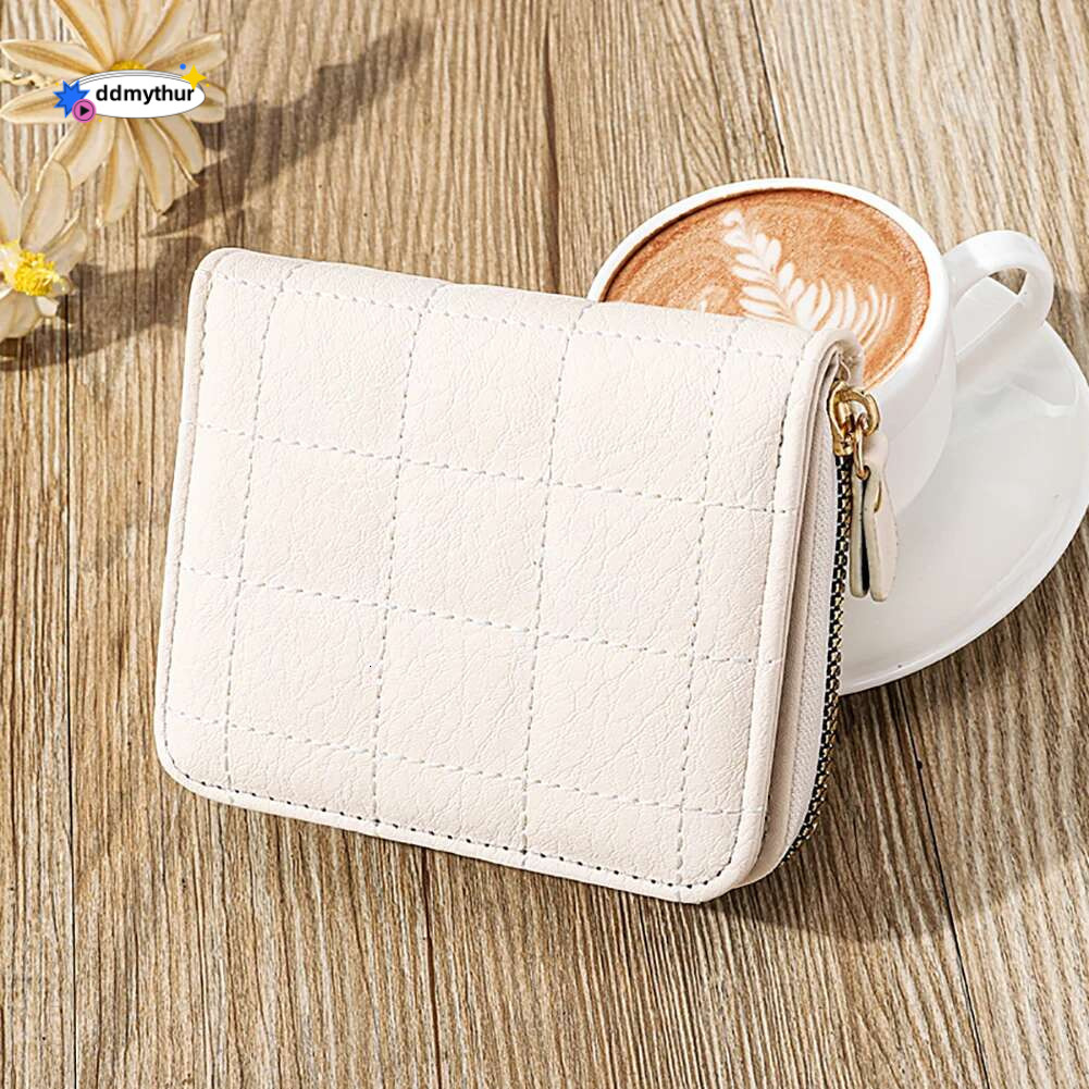 Women Coin Purse Simple PU Leather Wallet Zipper Solid Color Bifold Design Daily Men Card Holder Accessories ddmythur