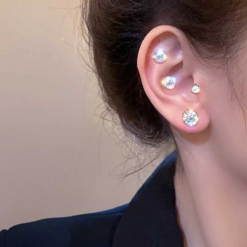 Fashionable and Elegant Womens Crystal Magnetic Ear Clips Luxury Zircon Round Earrings without Perforated Earrings Jewelry Z250408