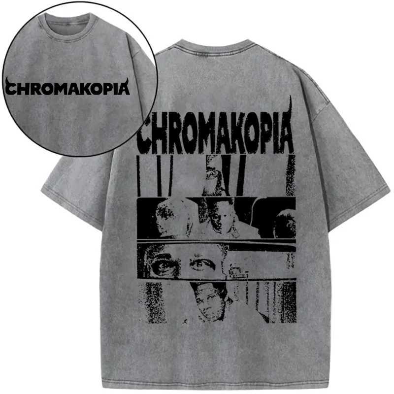 Harajuku fashion streetwear T-shirt creator album Chromakopia hip-hop T-shirt unisex music lover retro washed cotton T-shirtXJ250409