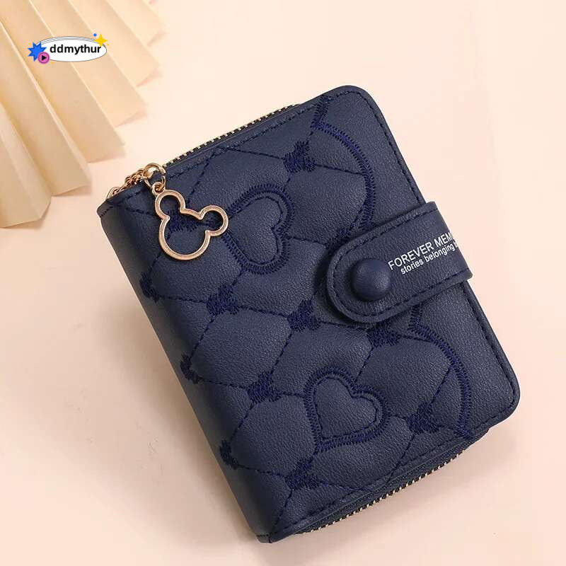 New Mini Mouse Embroidery ID Card Holders Girls Coin Purse Fashion Short Zipper Wallet for Women ddmythur