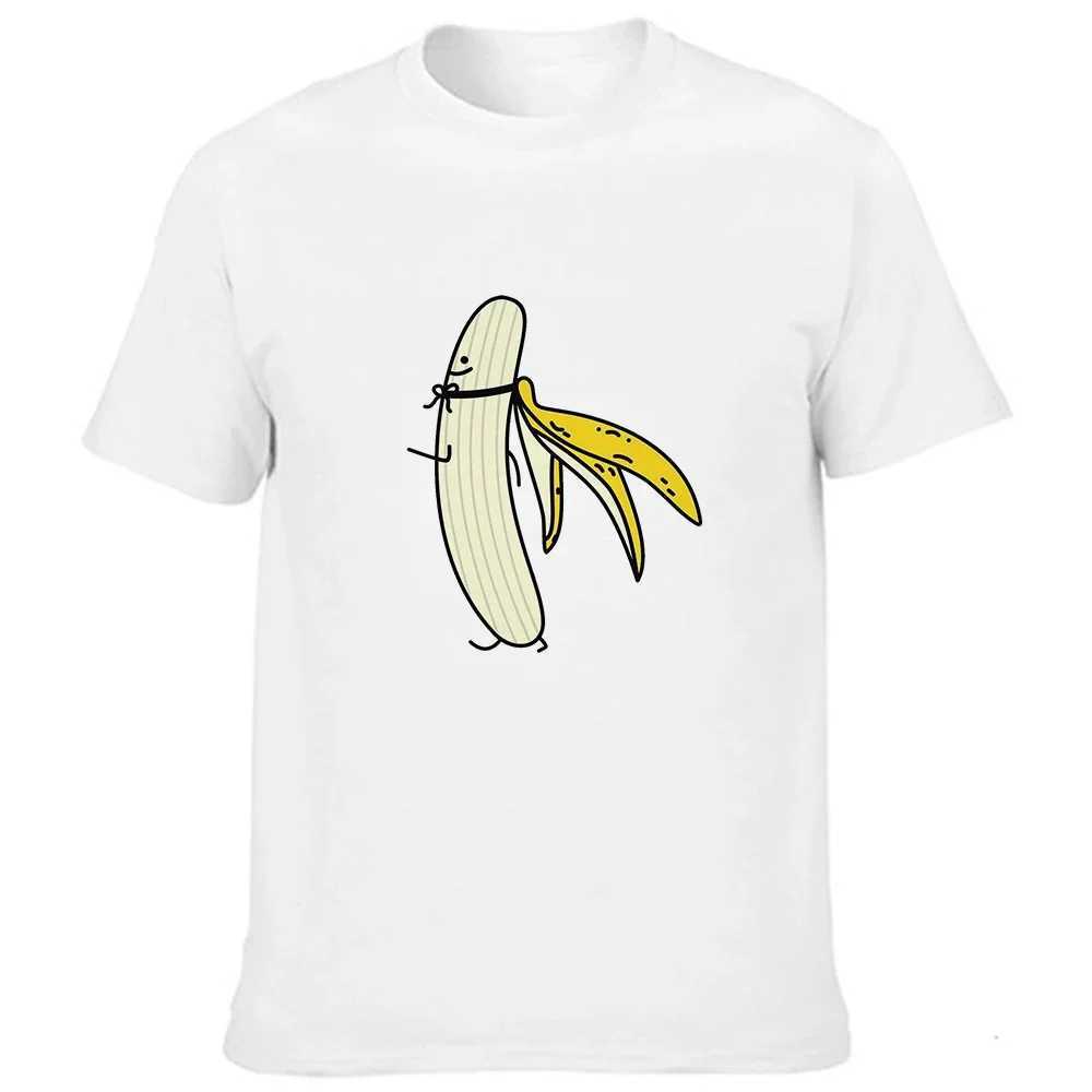 Mens T-shirt Summer Cute Banana Fun Design Fashionable Mens T-shirt Top White O-neck Casual Fashion T-shirt Street ClothingXJ250409