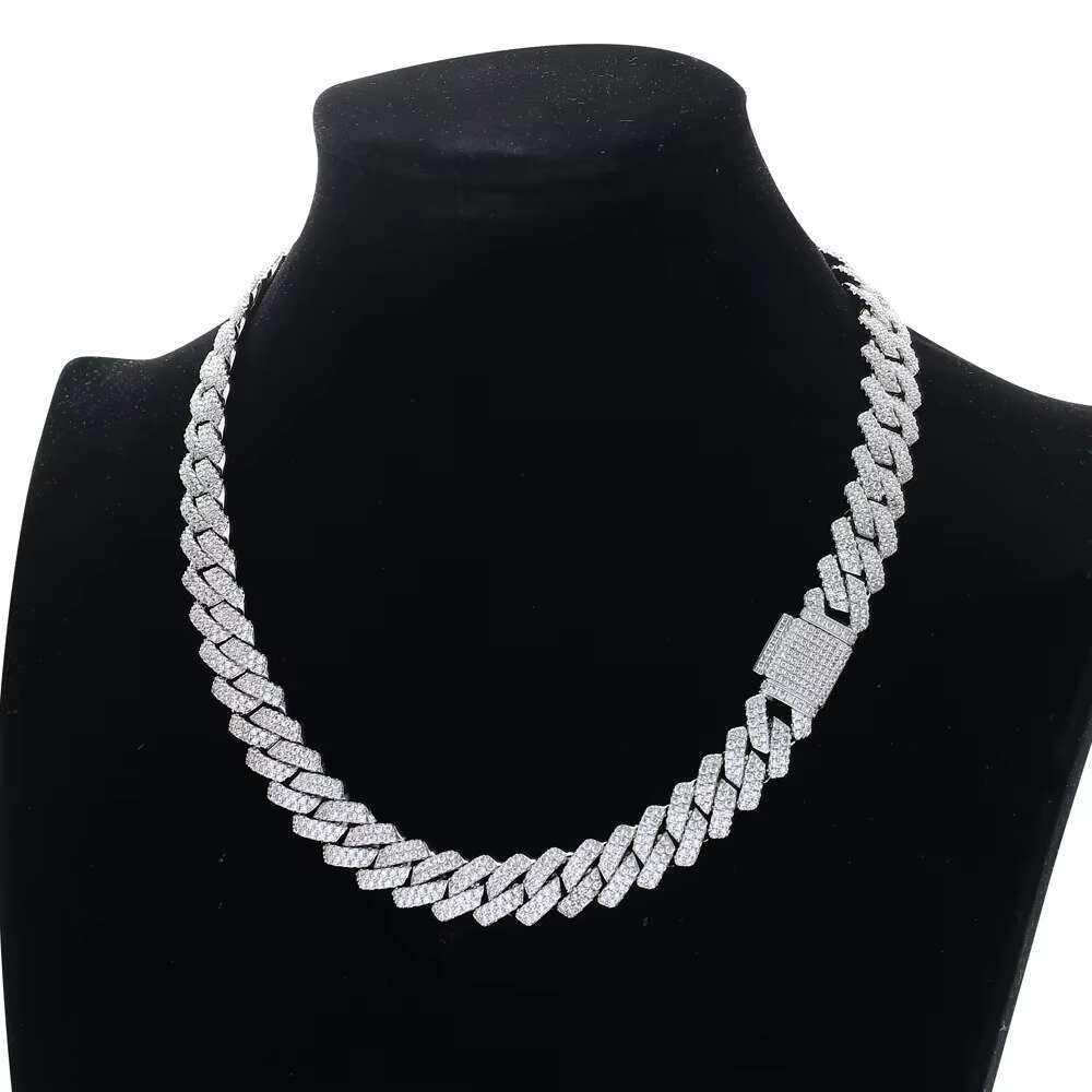 13MM Box Clasp Diamond Cuban Chain Necklace Rap Full Zirconium Mens Cuban Bracelet Hip Hop Jewellery