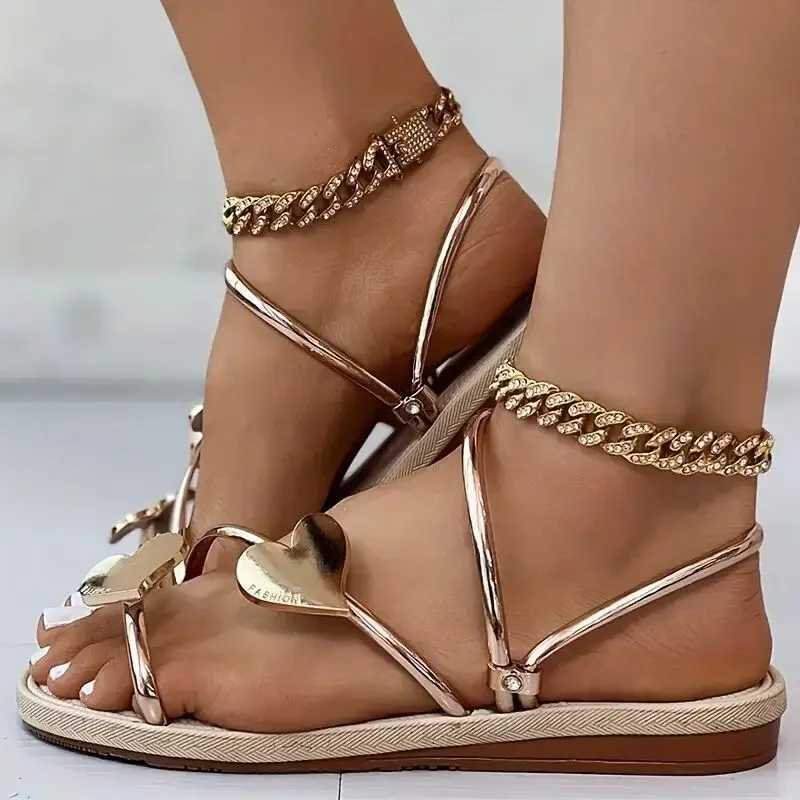 New Arrival Elegant womens heart-shaped flat shoes open toe womens slider anti slip shoes outdoor beach slider womens sandals summer size 43 T250409