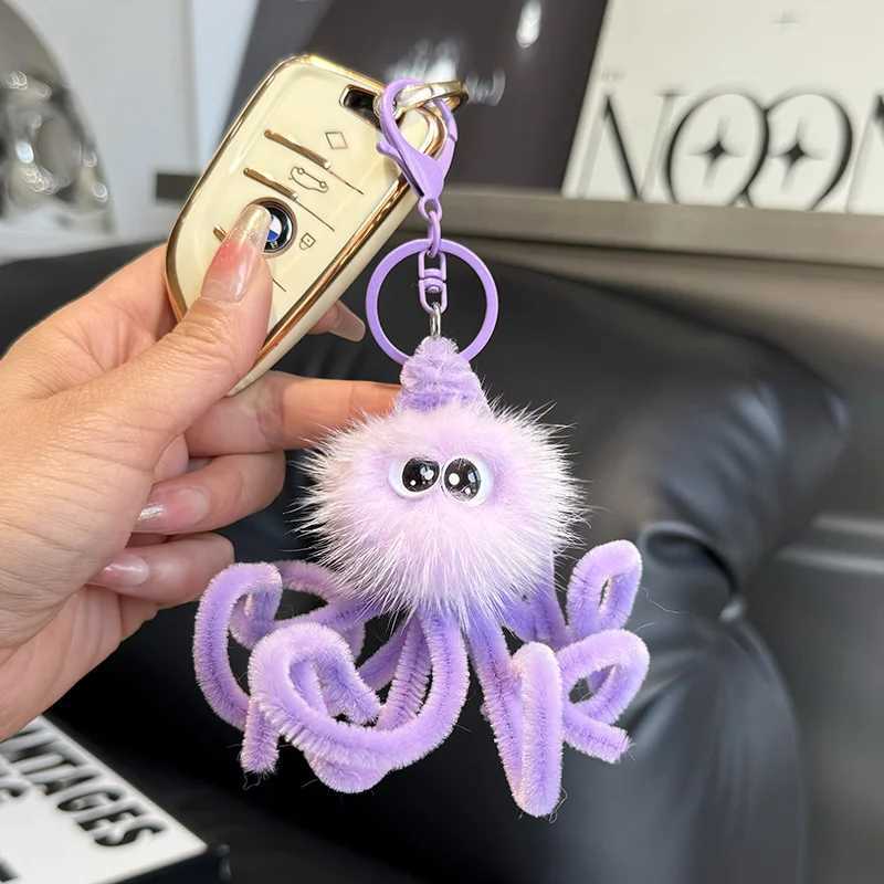 Cute mink octopus plush toy keychain stuffed animal doll Kaii keychain womens bag car plush keychain pendant girl giftXJ250409