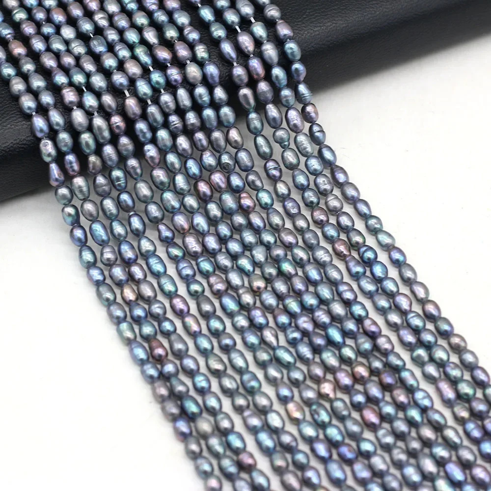 AA High Quality Natural Freshwater Black Pearl Rice Loose Bead Gift for Jewelry Making DIY Charms Bracelet Necklace Accessories 251131