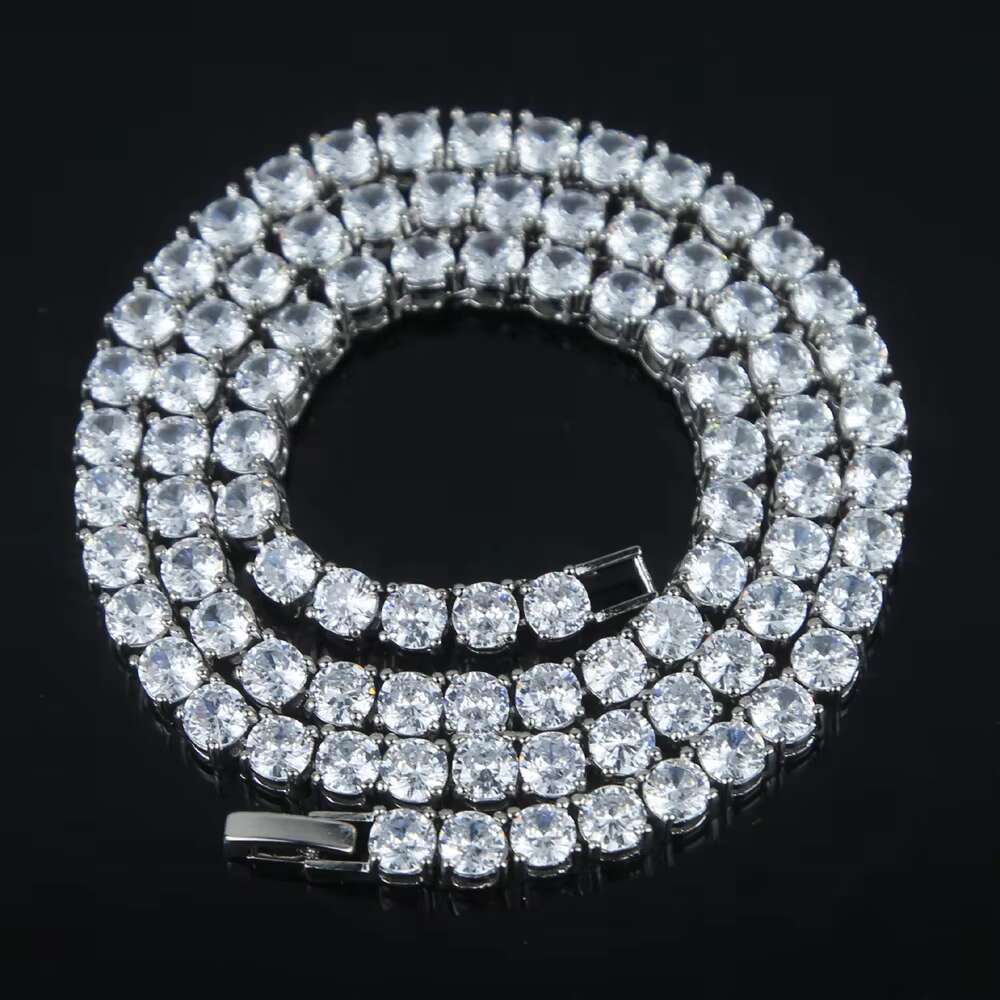 Hip hop fashion 5mm zirconia single row tennis chain necklace classic style brass strap rope perfect gift accessory