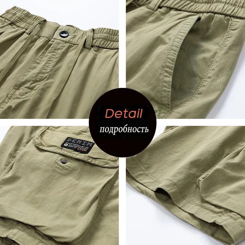 Summer Men Cotton Cargo Shorts Mens Jogger Sport Casual Beach Shorts Man Bermuda Streetwear Outdoor Fashion Shorts Pants Trouser 250407