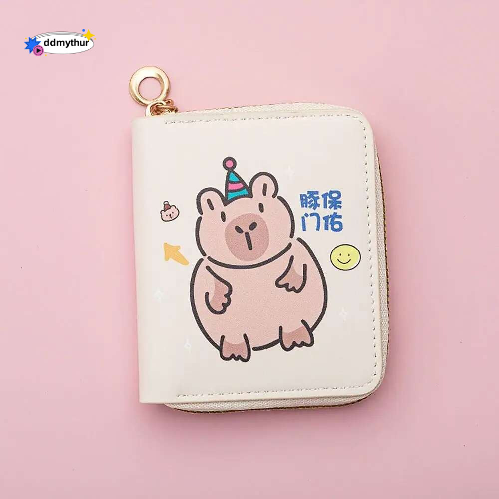 Vintage Capybara Money Coin Purse PU Leather Zipper Credit Holoder INS Style Card Wallets for Girls Students Gift Clutch ddmythur