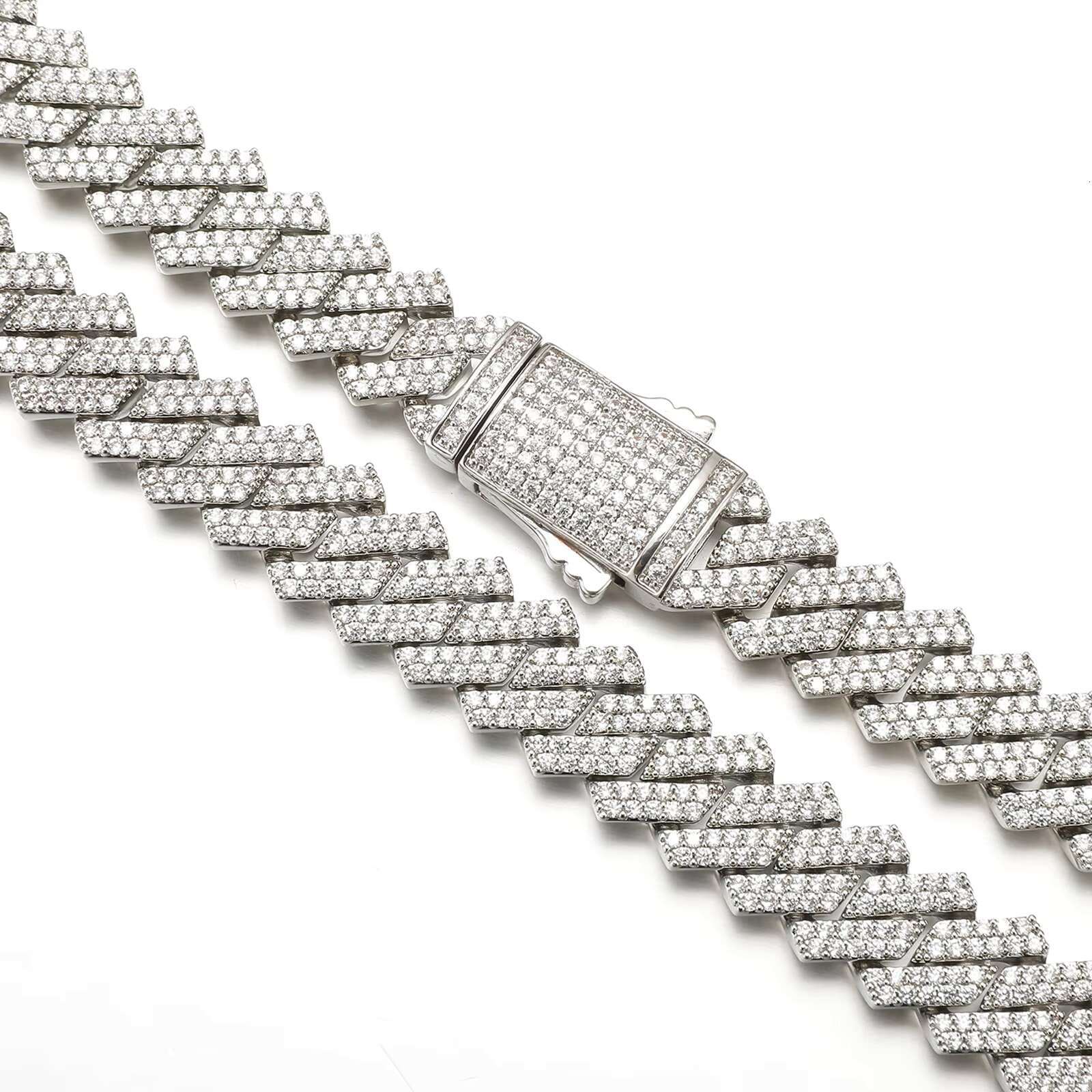 Hip Hop Brass AAAA Cubic Zircon Iced Out 14mm Prong Miami Cuban Chains Necklace for Men Jewelry