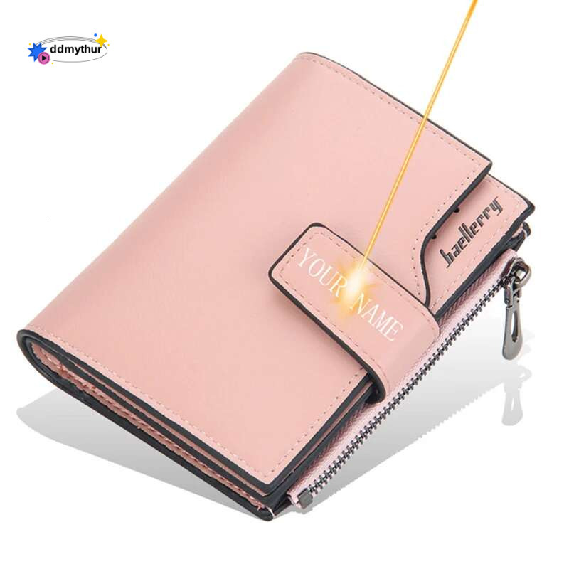 Personalized Photo Name Wallet for Men And Women PU Leather Short Tri-fold Zipper Coin Pocket Retro High Capacity Purse Gift ddmythur