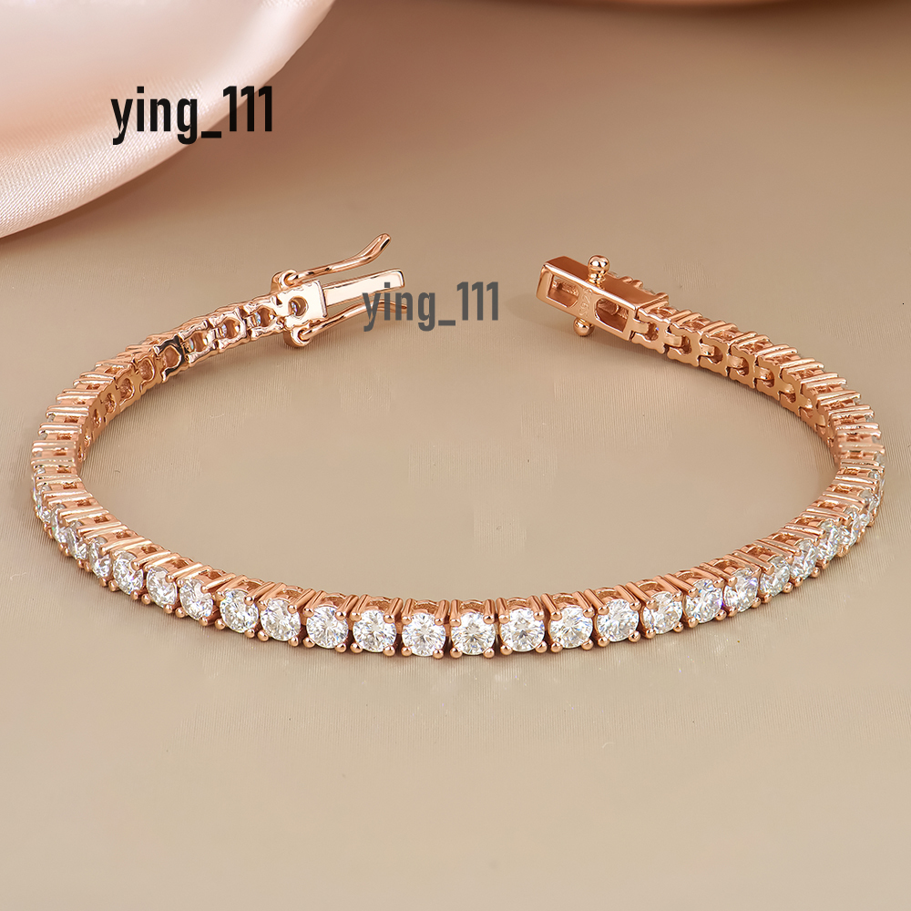 Custom 925 Sterling Silver VVS Diamond Moissanite for Men and Women Trendy Gift 18k Rose Gold Plated Tennis Chain Bracelet