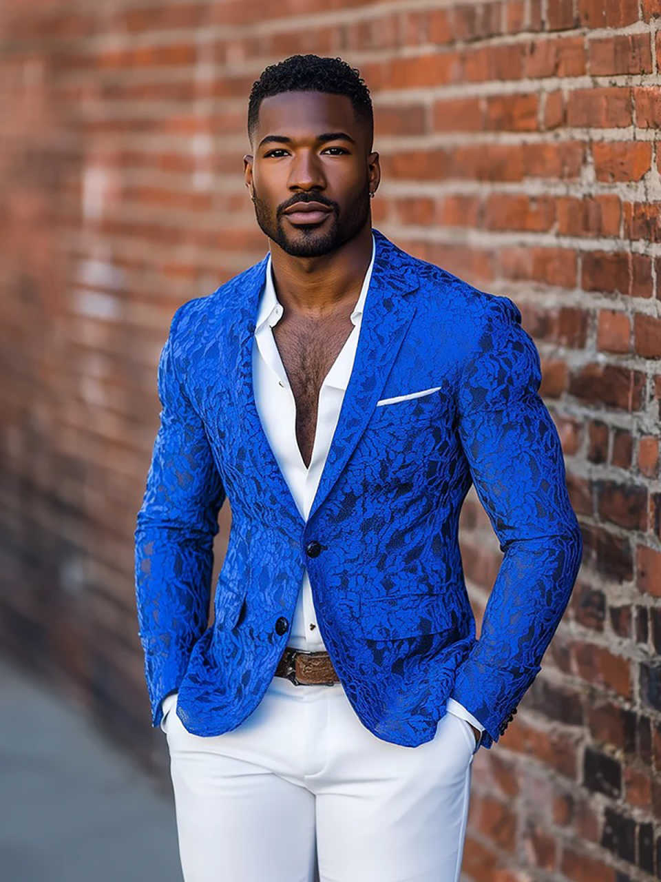Royal Blue Mens Tuxedos Jacquard Formal Party Birthday Groom Wear Customized Cosplay Outfits One Jacket
