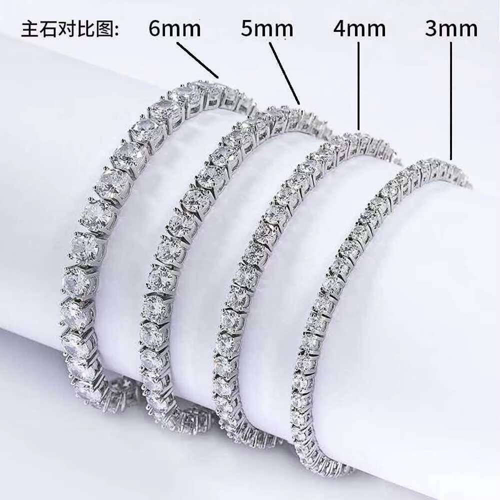 Women's 3mm Sier Plated Bg CZ Tennis Chain Hip Hop Iced Out Dia Necklace Bracelet Set Fine Jewelry for Gift
