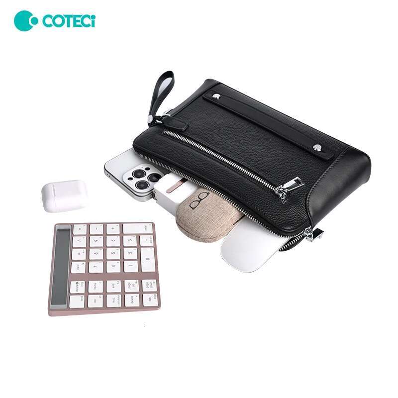 Handbag Genuine Leather Password Fingerprint Unlock Men's Anti-Theft Business Clutch Bag