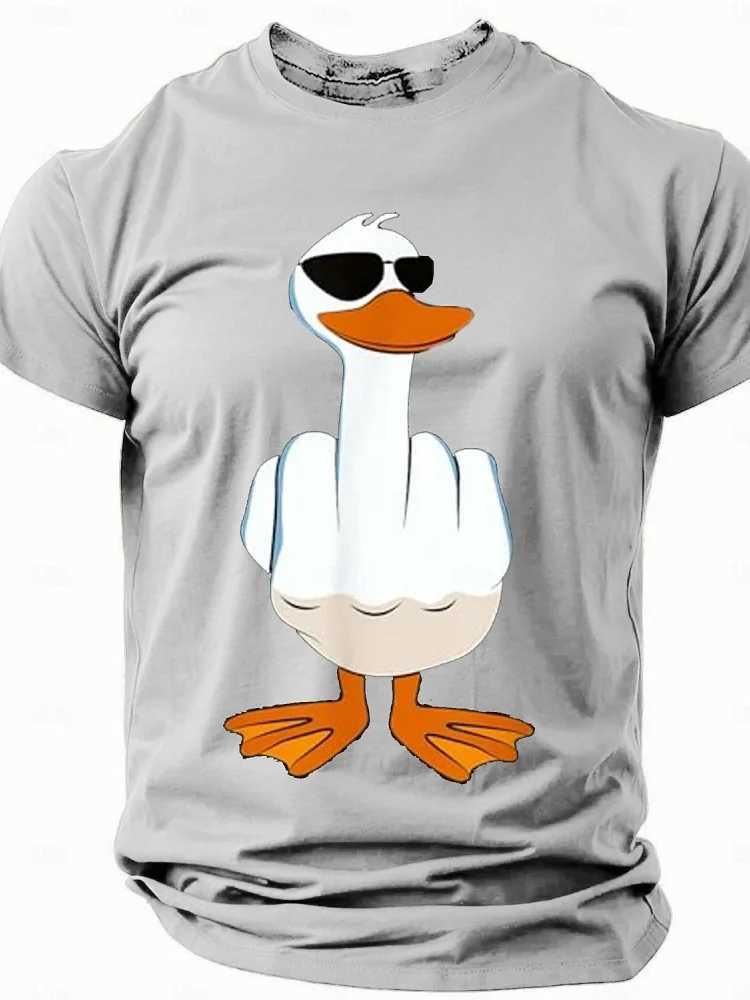 3D duck print mens summer casual mens loose and comfortable short sleeved outdoor street mens sports short sleeved topXJ250409