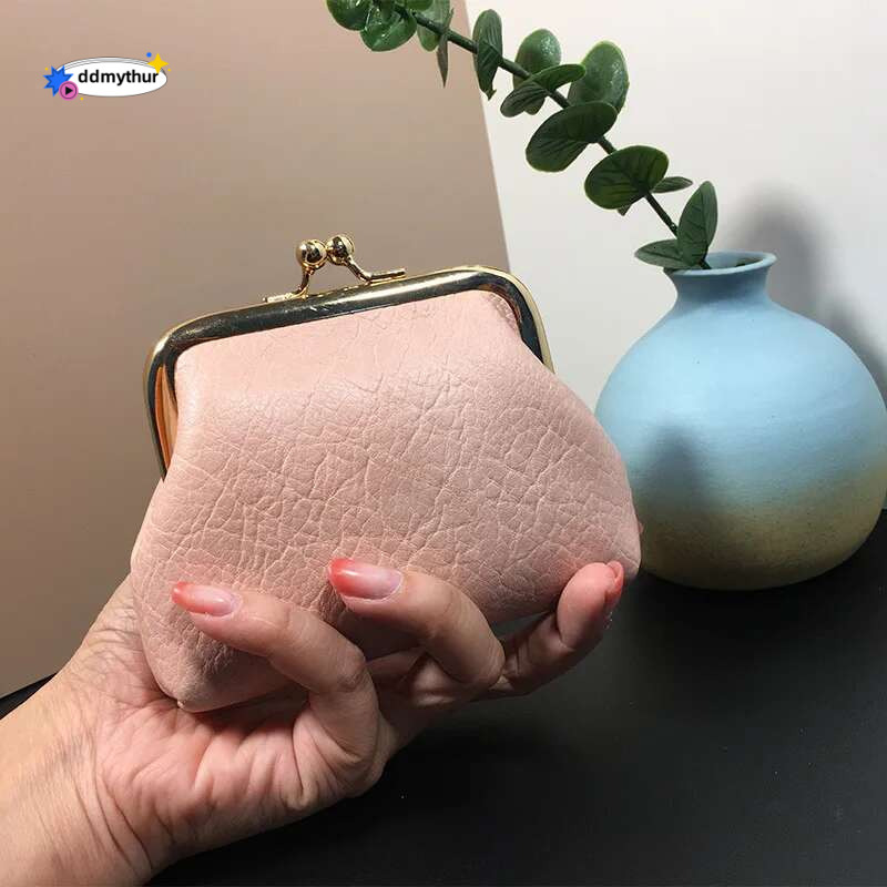2023 Women Small New Retro Purse Ladies Money Key Earphone Wallet Buckle Candy Color Girl Coin Storage Bags Pouch ddmythur