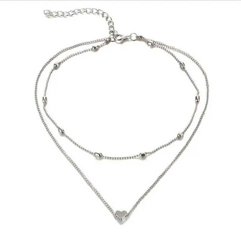 Women Ankle bracelet silver Color Anklets Simple Heart Barefoot Crochet Sandals Foot Jewelry Two Layer Foot Leg Bracelet Anklets Z250408