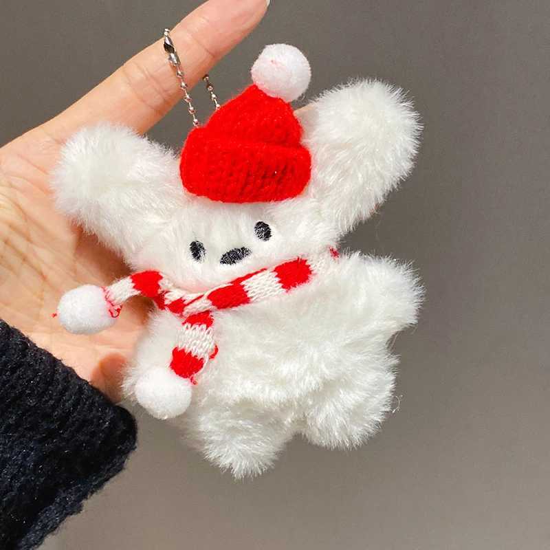 Cute two tone cotton plush toy keychain cartoon soft filled doll pendant car key ring back bag decoration childrens giftXJ250409
