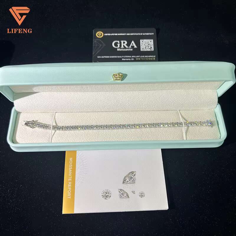 Fashion Jewelry Bracelets White Gold Plating 925 Sterling Silver Moissanite Tennis Bracelet Hip-hop Trend Party Bracelet for Men