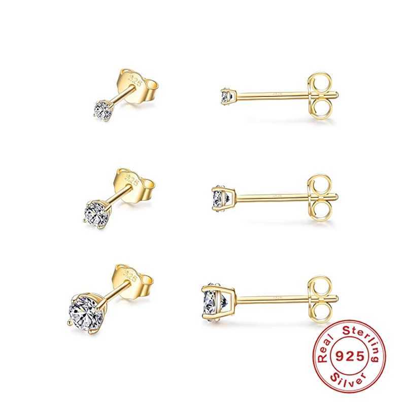 BOAKO 3 Piece 925 Sterling Silver Earrings Set For Women Mini Stud Earring 18K Gold Plated Fine Jewelry Boucle Oreille Femme Z250408