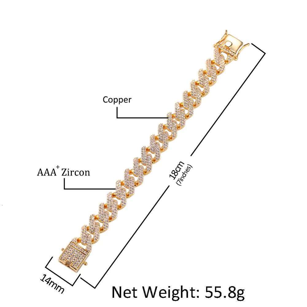 Sier plated gold-plated brass ice out AAA CZ micro dense zircon Miami necklace chain bracelet for men and women