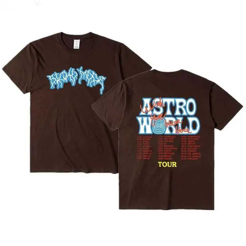 New Summer Hip Hop T-shirt Mens T-shirt Youre Here Travel Letter Printed T-shirt Top BrownXJ250409