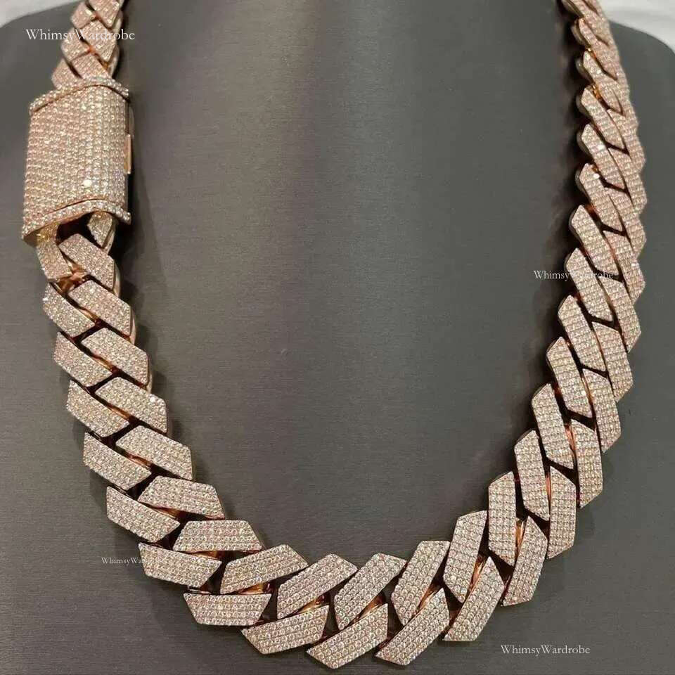 VVS Moissanite Dia Cuban Chain Fast transport sterg sier chain20mm Real man necklace
