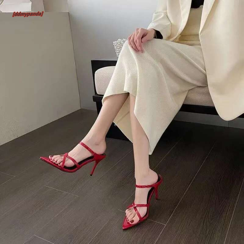 2025 Super Thin Women Pumps Ankle Cross Strap Sandals Ladies Pointed Toe High Heels Dress Party Shoes ddmypanda