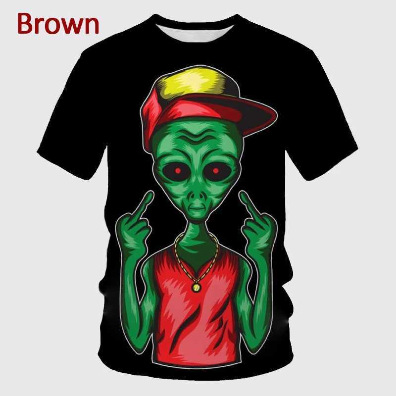Interesting alien graphic mens T-shirt 3D UFO invader printed T-shirt fashionable womens clothing cool childrens T-shirt y2k short sleevedXJ250409