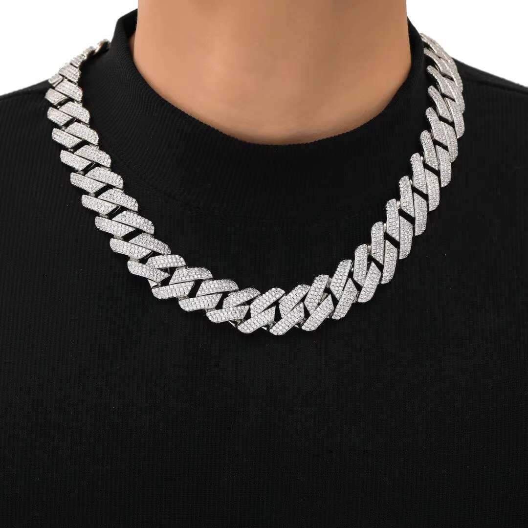 Hiphop Chunky Gold Plated Man Cuban Link Chain Iced Out CZ Miami Brass Copper Necklace Rapper Hiphop 20mm Women Chain Necklace