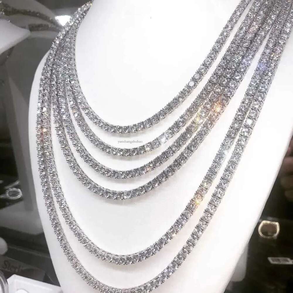 2mm 3mm 4mm 5mm Hip Hop Necklace Sier vvs moissanite tennis chain women mens necklace pass dia tester Chain