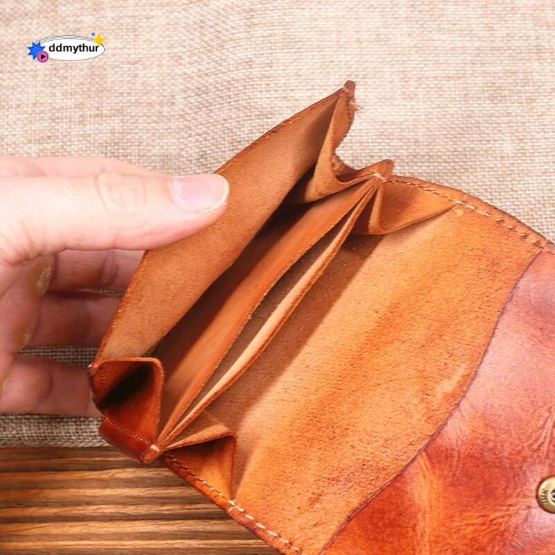 100% Genuine Leather Wallet For Men Male Vintage Cowhide Short Small Men's Purse Card Holder Case Money Bag Man With Coin Pocket ddmythur