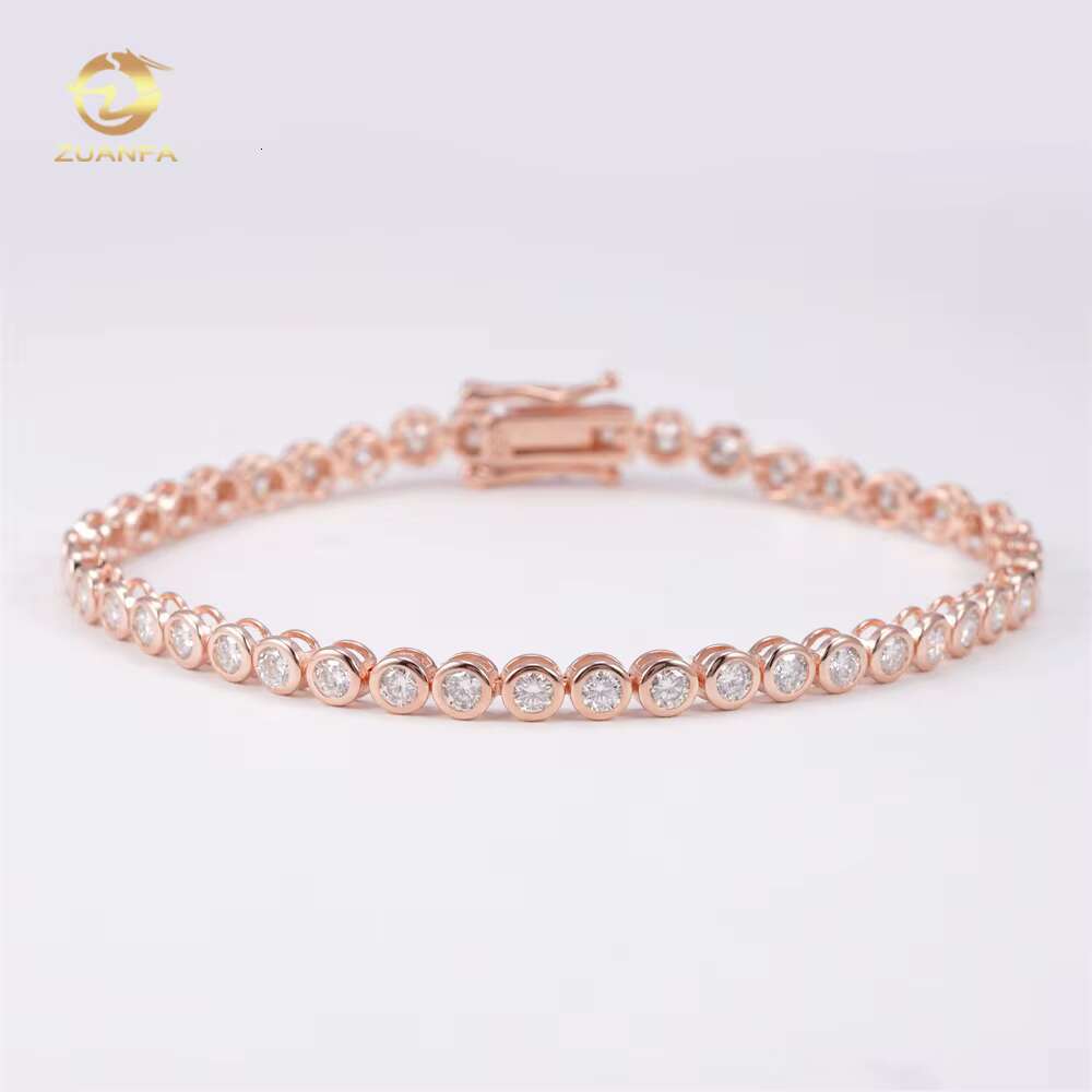 Wholesale Price Pass Diamond test 3mm 4mm Bezel Moissanite Tennis Bracelet Hip Hop 925 Moissanite Tennis Chain Tennis Necklace