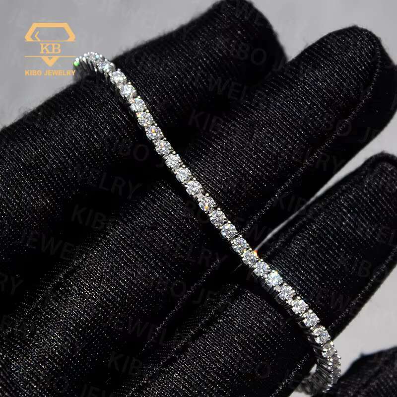 925 Sterling Silver Moissanite White Gold Plated Sparkling 2mm 3mm VVS GRA Wedding Brides Jewelry Tennis Bracelet for Women