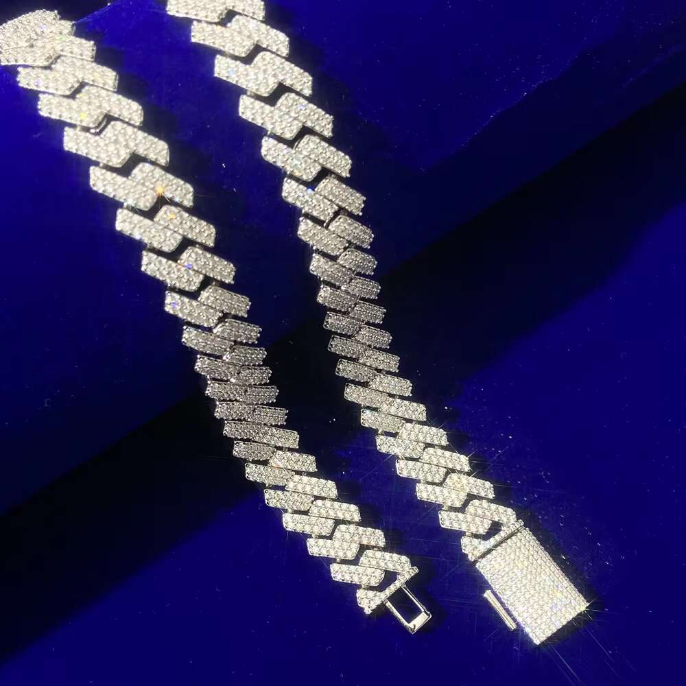 12MM Solid 925 Silver 10K Yellow Real Gold Plated Diamond Moissanite Mens Miami Cuban Link Chain