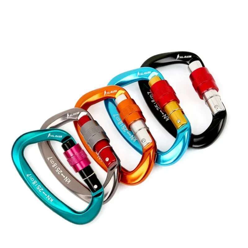 12/25KN Professional Safety Carabiner D Shape Key Hooks Aluminum Climbing Security Master Lock Outdoor Ascend Camping Tools