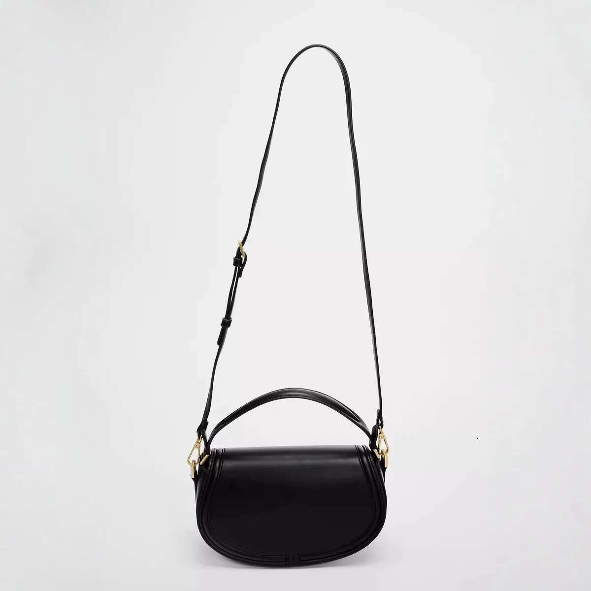 New Vintage Saddle For Women Solid Color Flap Shoulder Female Underarm Bag PU Leather Commute Crossbody Bags