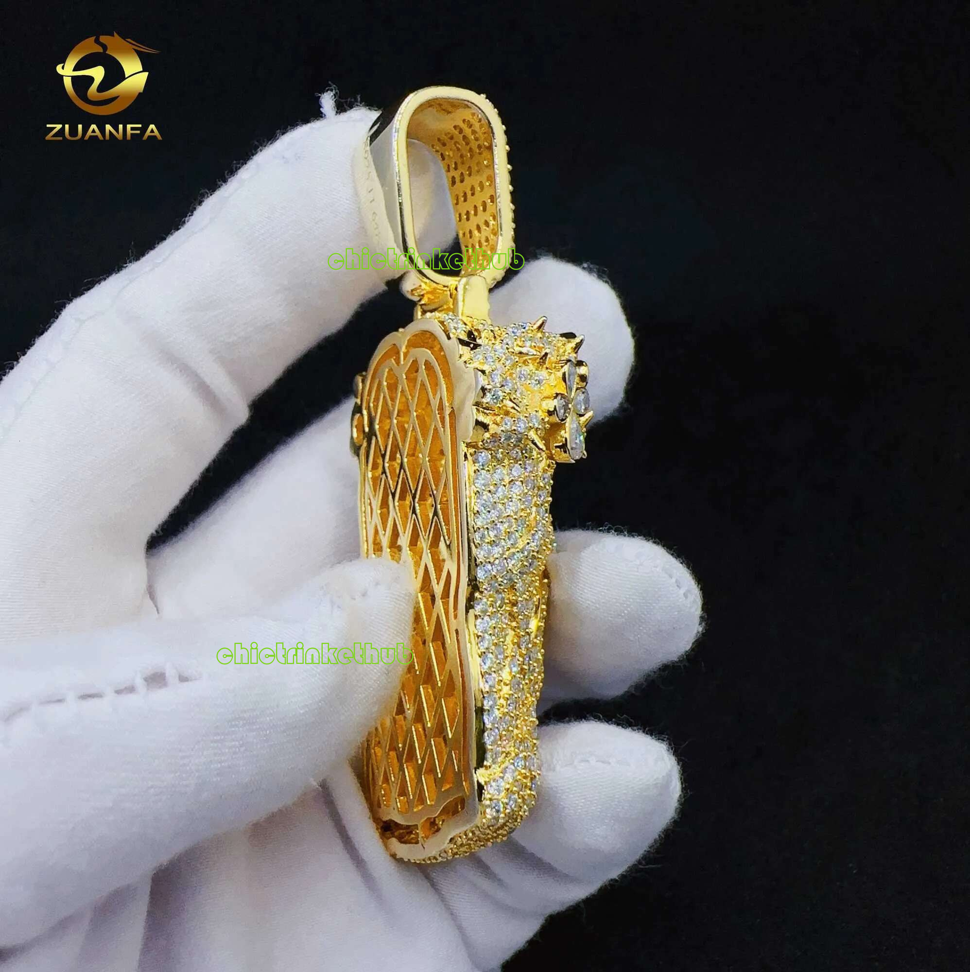 Fashion Vvs Moissanite Gold Plated Sterg Sier Jesus Head Pendant for Hip Hop Jewelry 10.20.15 necklace