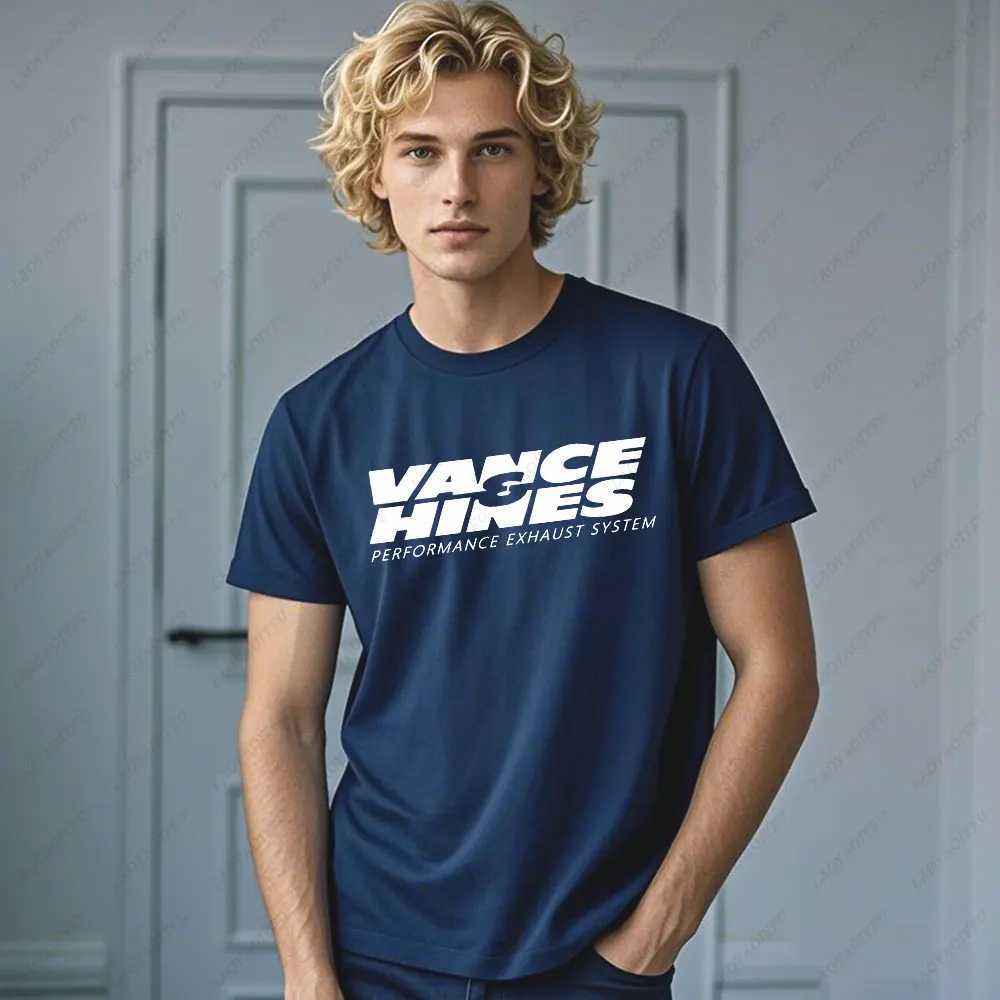 VANCE HINES Printed Fashionable Mens T-shirt Inspired by Motorcycle Racing Exhaust System Mens T-shirt Casual Loose Harajuku Soft T-shirtXJ250409