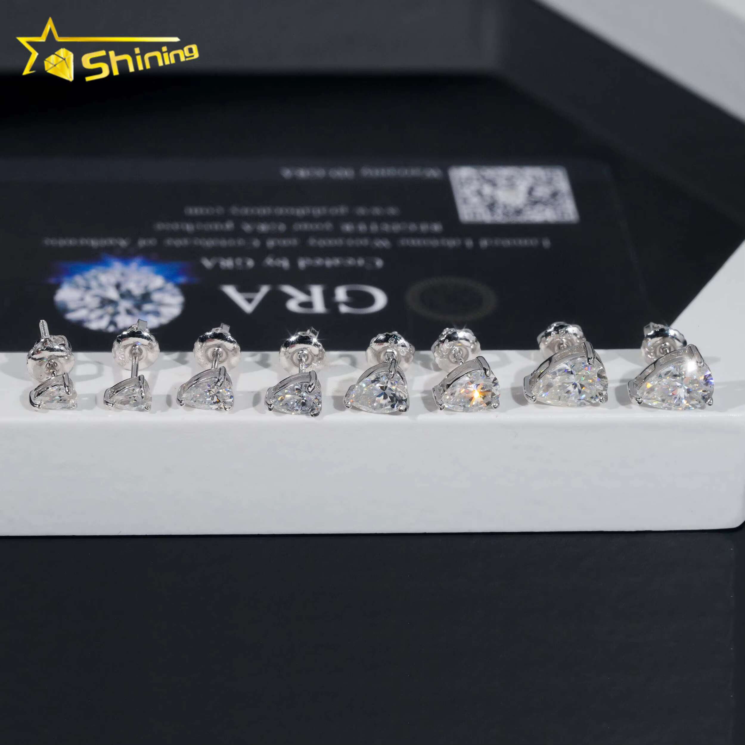 Wholesale Price Fine Earrings Jewelry Women 925 Silver Pear Cut Moissanite Diamond Stud Earrings GRA Certificated