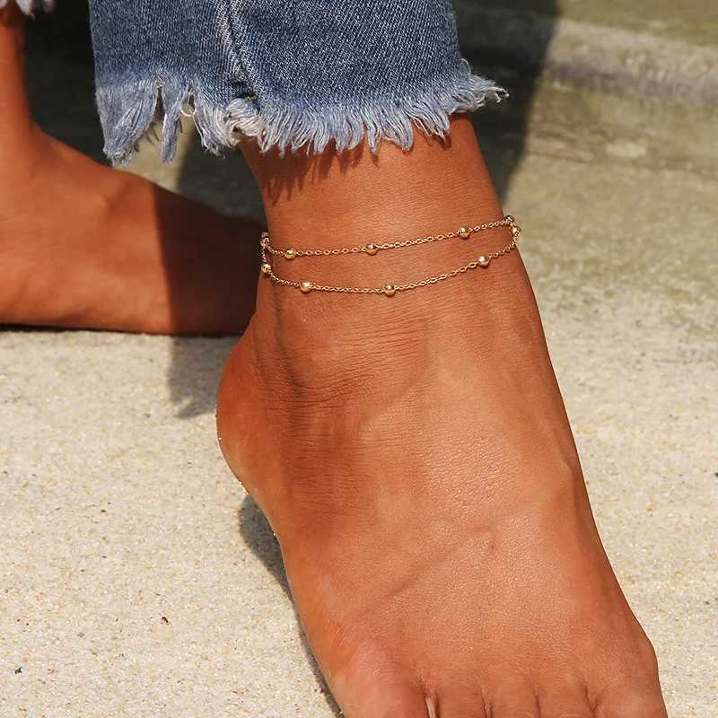 Simple Heart Female Anklets Barefoot Crochet Sandals Foot Jewelry Leg New Anklets On Foot Ankle Bracelets For Women Leg Chain Z250408