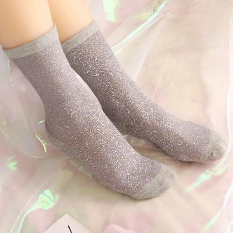 3 pairs high quality women fashion filigree socks Sexy women spring autumn glitter socks Candy-colored Korean style women socks 250409