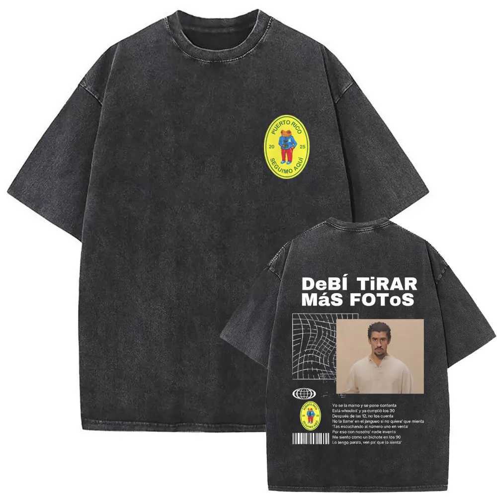 Washing Retro Rap Singer Bad Rabbit Music Album Cover Graphic T-shirt Mens Hip Hop Retro Extra Large T-shirt Mens Fashion Trend T-shirtXJ250409