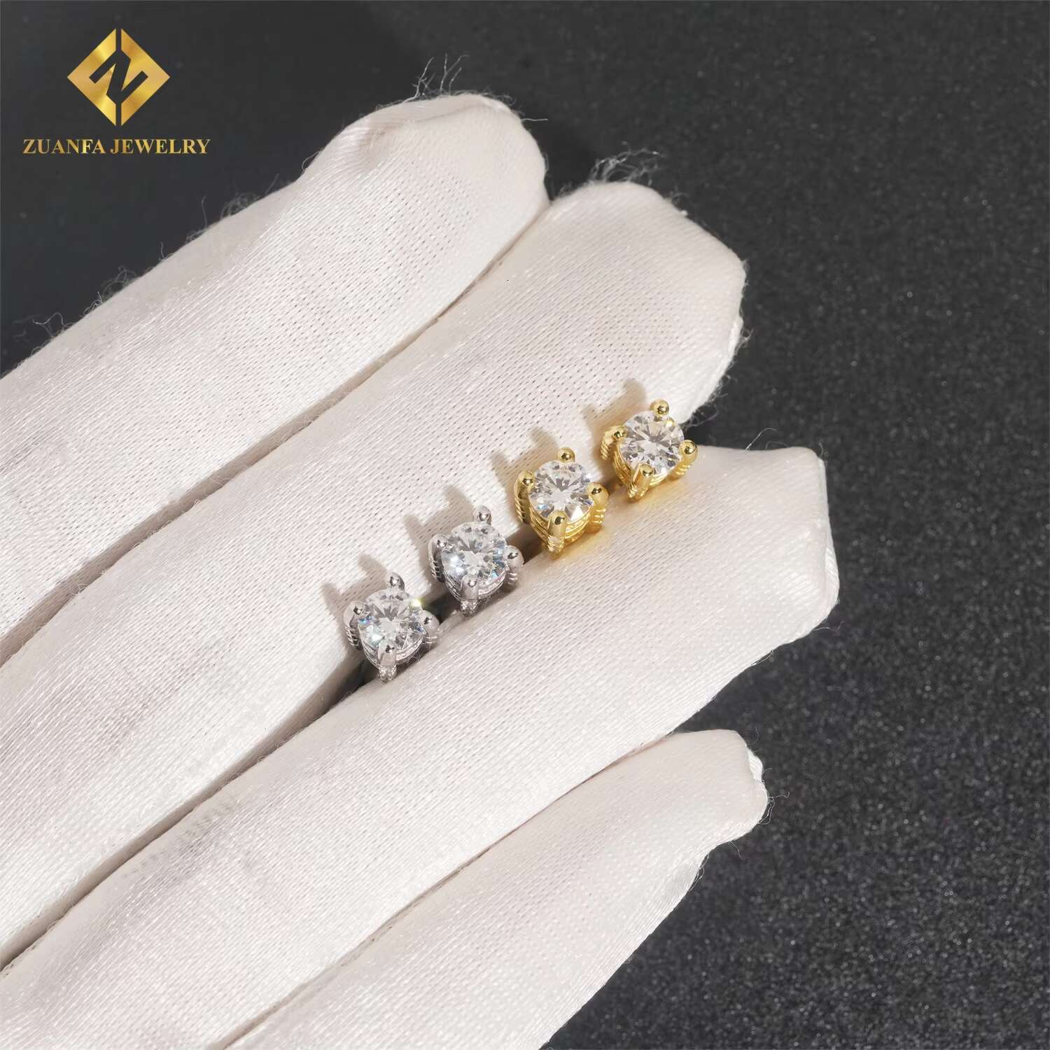 Pass Diamond Tester Ear Studs 5mm VVS Moissanite Diamond 4 Prong 925 Silver Screw Back Hip Hop Jewelry Iced Out Earrings