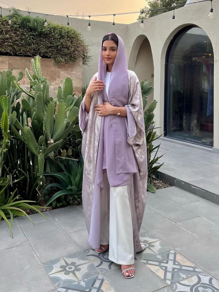 Eid al Fitr Muslim Abaya womens silk dress cardigan wool sweater Saudi Arabia Kaftan Arab party Ramadan Maxivistildos Morocco long robe 250409